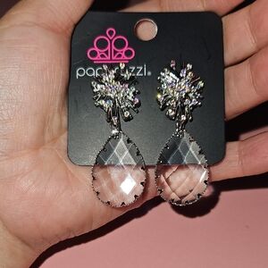 Paparazzi Silver and Clear Teardrop Earrings